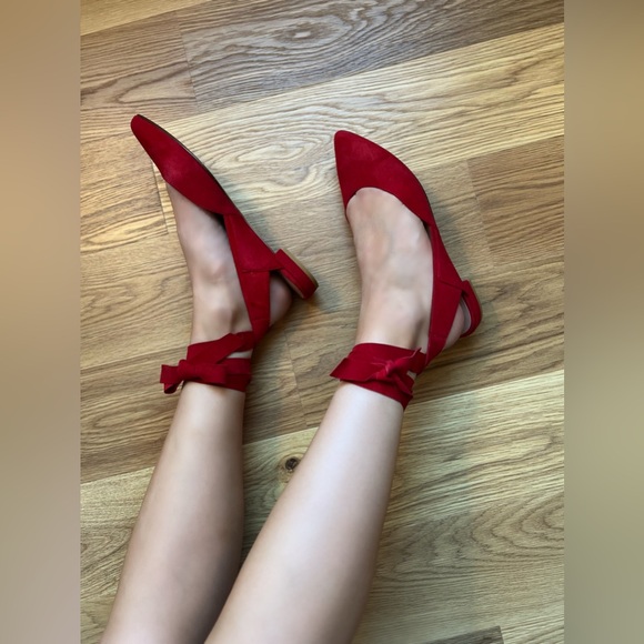 Stuart Weitzman Supersonic Red Suede Flats Size 8 - Picture 3 of 8